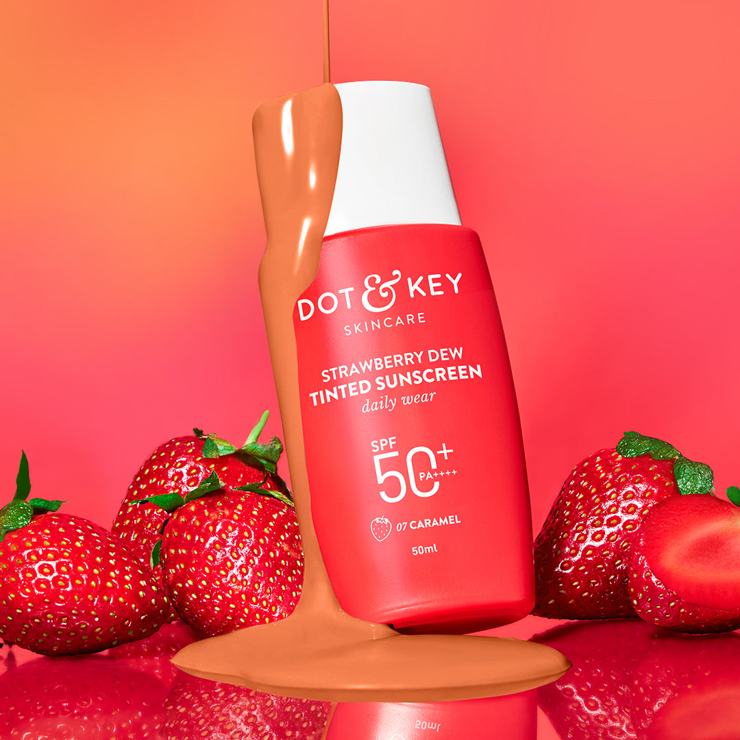 Strawberry Dew Tinted Sunscreen SPF 50+ PA++++, Caramel deep - 07
Strawberry Dew Tinted Sunscreen SPF 50+ PA++++, Caramel deep - 07