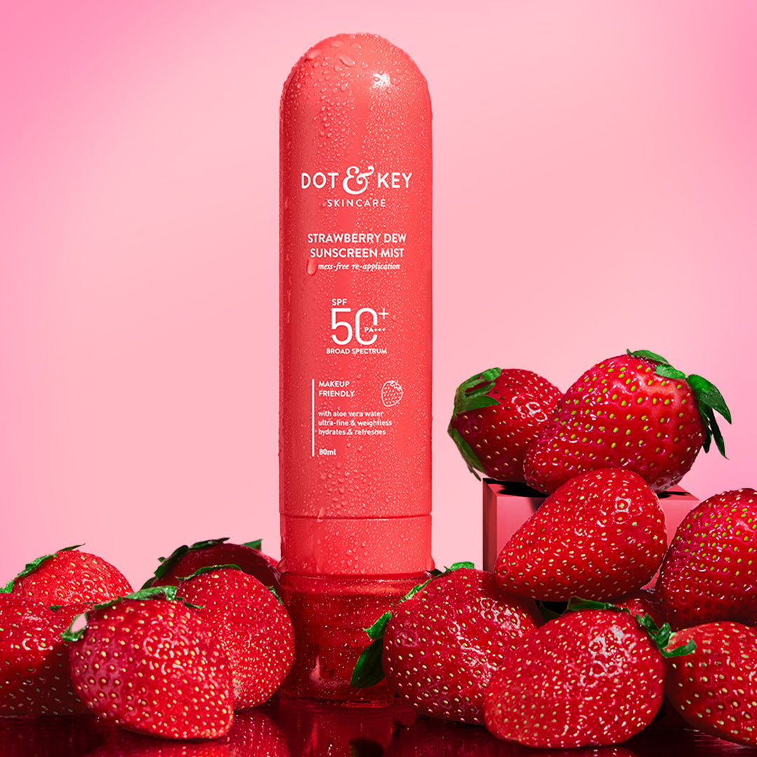 Strawberry Dew Sunscreen Face Mist, SPF 50+ PA+++ 
Strawberry Dew Sunscreen Face Mist, SPF 50+ PA+++
