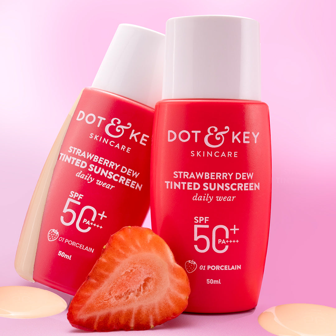 Strawberry Dew Tinted Sunscreen SPF 50+, Porcelain- Pack of 2
Strawberry Dew Tinted Sunscreen SPF 50+, Porcelain- Pack of 2