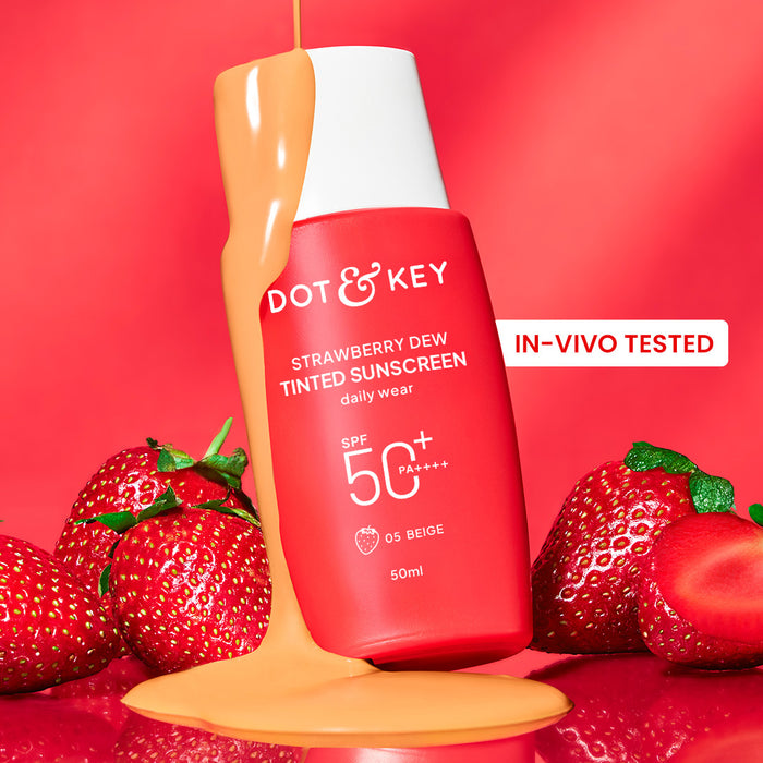Strawberry Dew Tinted Sunscreen, In-Vivo Tested SPF 50+ PA++++