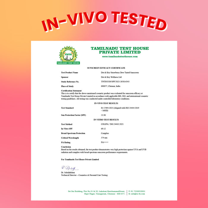 Strawberry Dew Tinted Sunscreen, In-Vivo Tested SPF 50+ PA++++