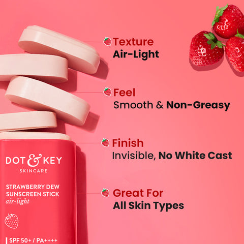 Strawberry Sunscreen Stick, In-Vivo Tested SPF 50+ PA++++