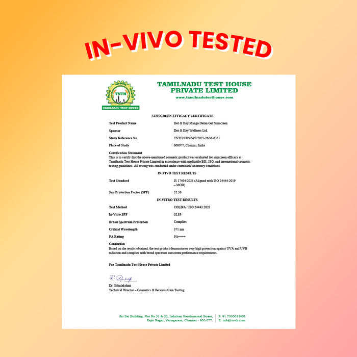 Mango Detan Sunscreen, In-Vivo Tested SPF 50+ PA++++
