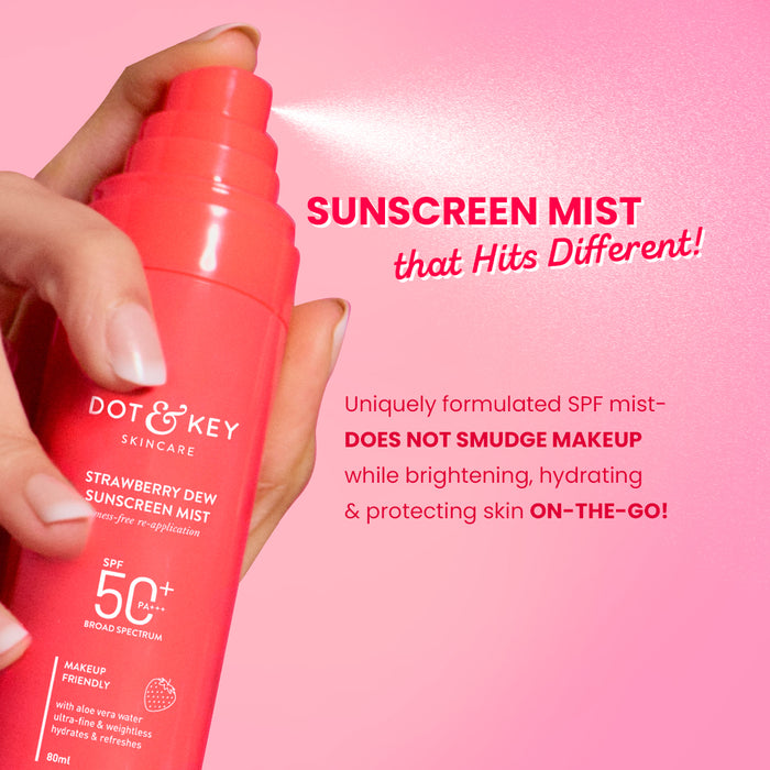Strawberry Dew Sunscreen Face Mist, SPF 50+ PA+++