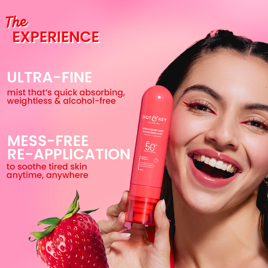 Strawberry Dew Sunscreen Face Mist, SPF 50+ PA+++