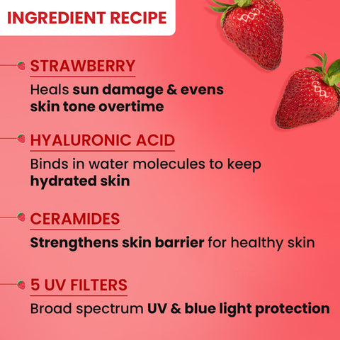 Strawberry Sunscreen Stick, In-Vivo Tested SPF 50+ PA++++