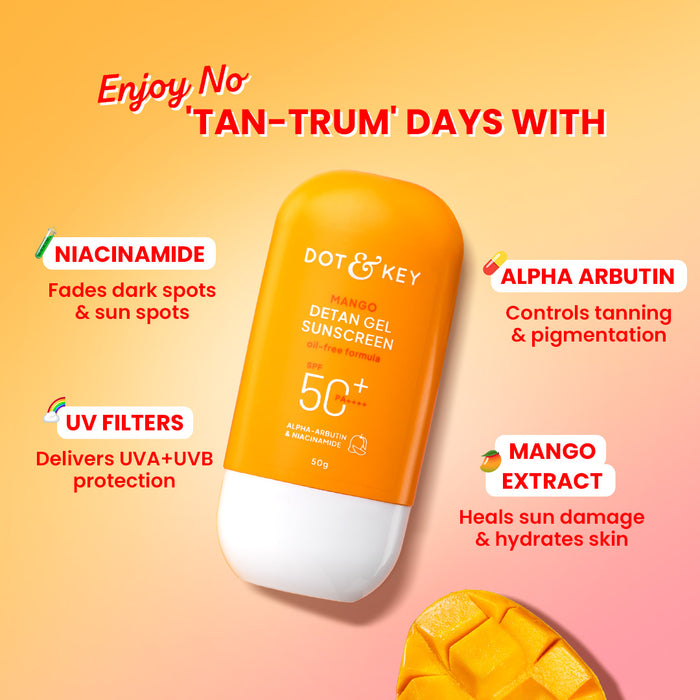 Mango Detan Sunscreen, In-Vivo Tested SPF 50+ PA++++