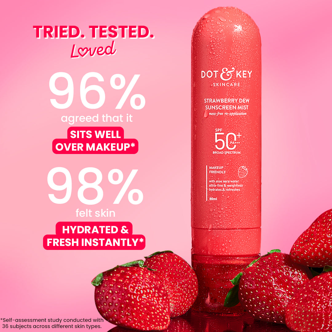 Strawberry Dew Sunscreen Face Mist, SPF 50+ PA+++