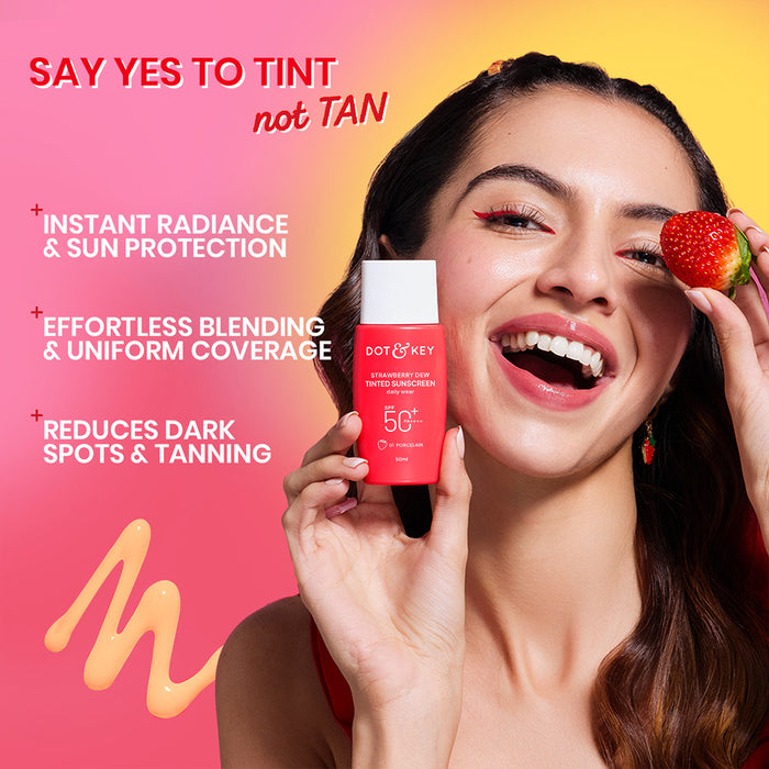 Strawberry Dew Tinted Sunscreen, In-Vivo Tested SPF 50+ PA++++