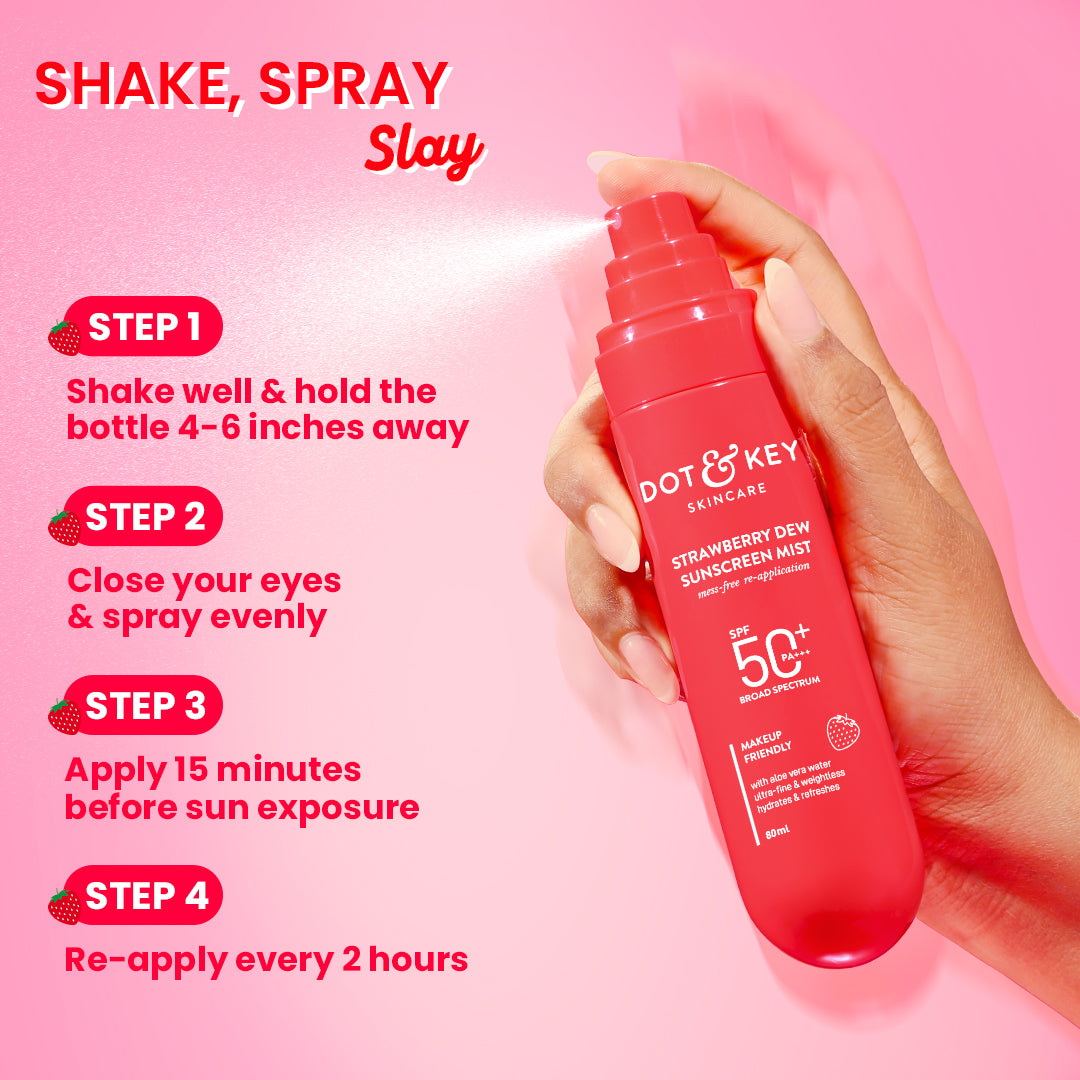 Strawberry Dew Sunscreen Face Mist, SPF 50+ PA+++