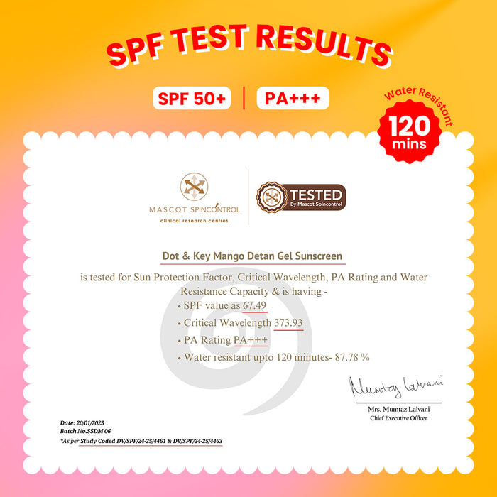 Mango + Detan Gel Sunscreen (Oil Free), SPF 50+ PA+++