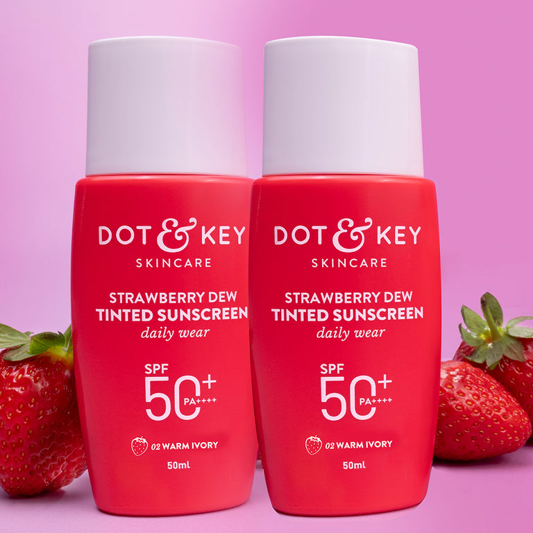 Strawberry Dew Tinted Sunscreen SPF 50+, Warm Ivory- Pack of 2