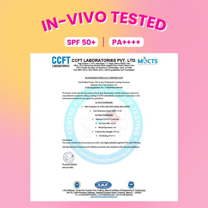 Watermelon Sunscreen, IN-VIVO Tested SPF 50+ PA++++