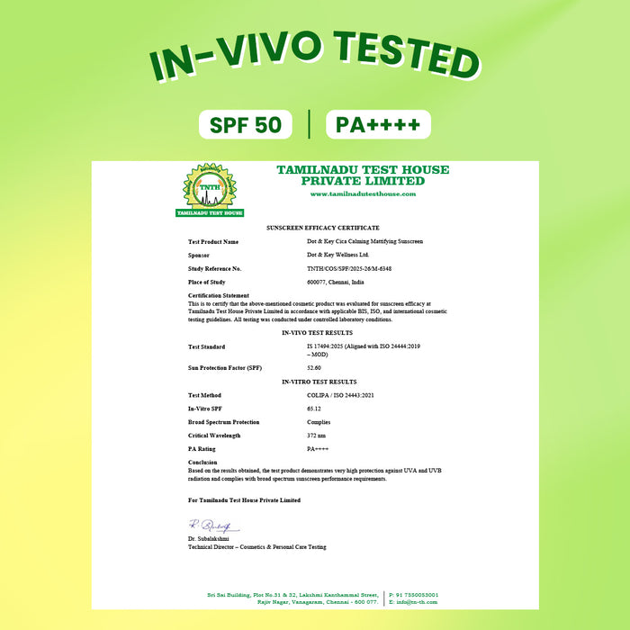 Cica + Niacinamide Sunscreen, In-Vivo Tested SPF 50+ PA++++