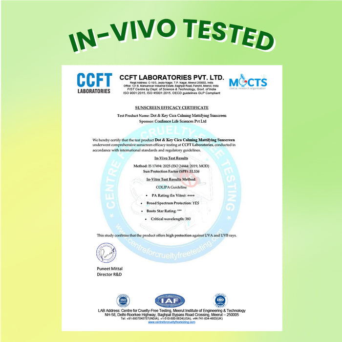 Cica + Niacinamide Sunscreen, In-Vivo Tested SPF 50+ PA++++