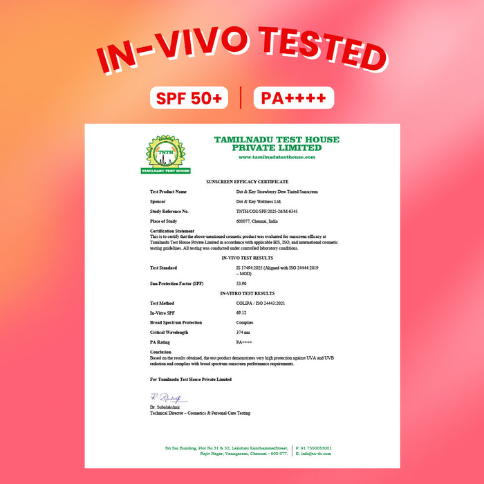 Strawberry Dew Tinted Sunscreen, In-Vivo Tested SPF 50+ PA++++