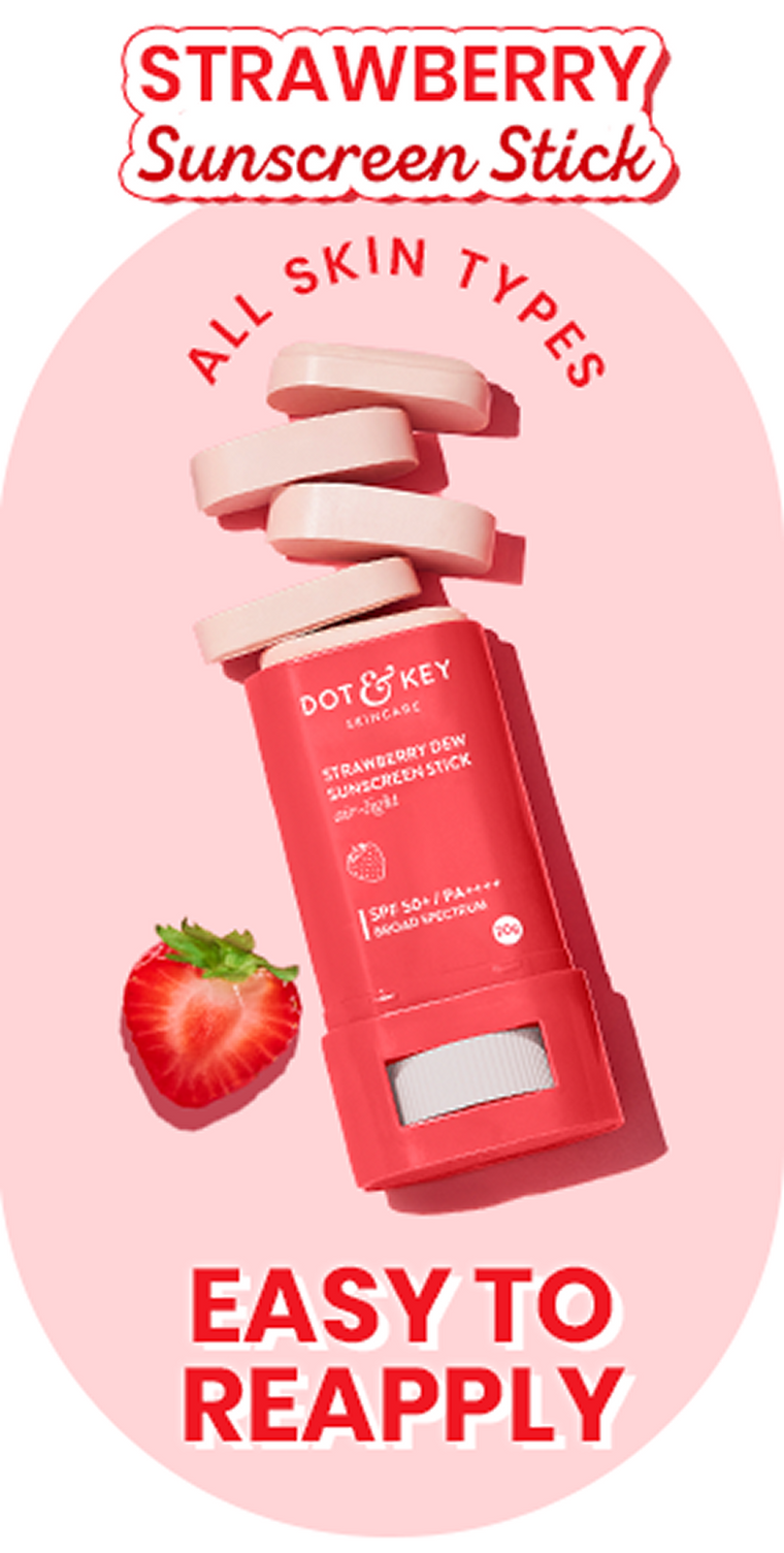 Strawberry Sunscreen Stick, In-Vivo Tested SPF 50+ PA++++